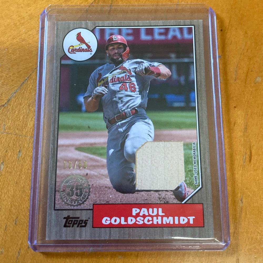 2022 Topps Series 1 Paul Goldschmidt 1987 Topps Bat Relic 16/50 Cardinals MVP?